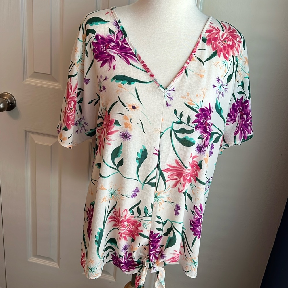 EUC Andree by Unit Floral Tie-Front Kimono Top